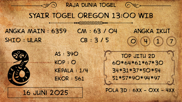 Prediksi Oregon 13:00 WIB