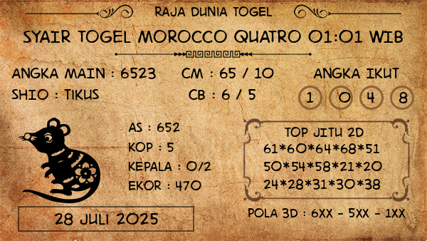Prediksi Morocco Quatro 01:01 WIB