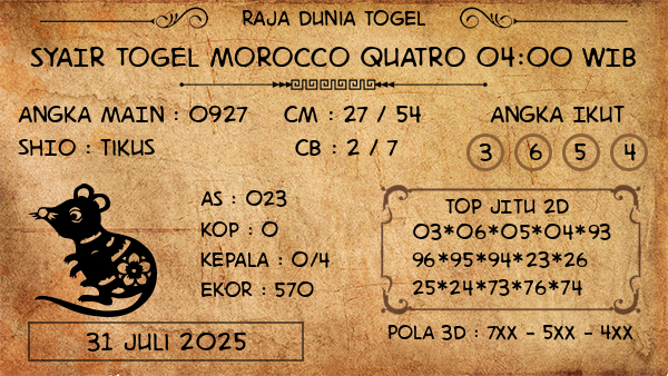 Prediksi Morocco Quatro 04:00 WIB
