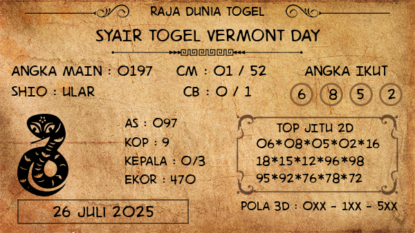 Prediksi Vermont Day