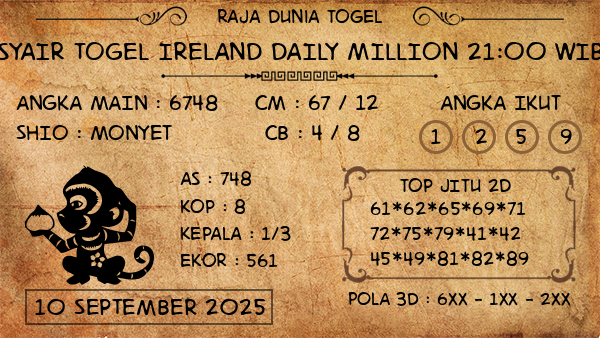Prediksi Ireland Daily Million 21:00 WIB